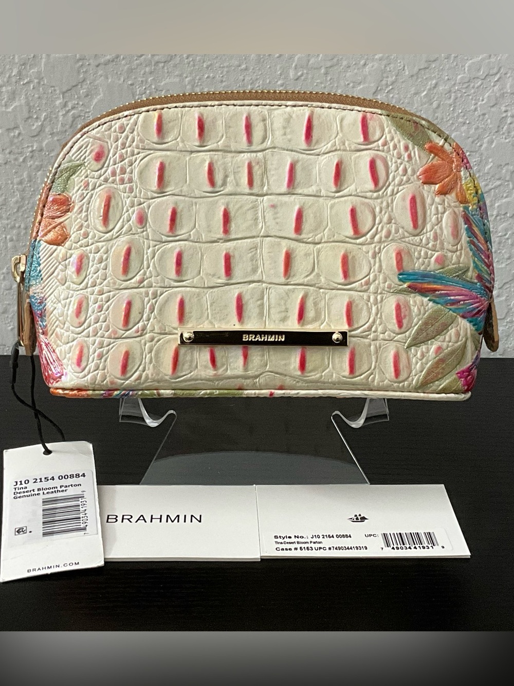 Brahmin Tina DESERT BLOOM PARTON Cosmetic Clutch Floral Pattern